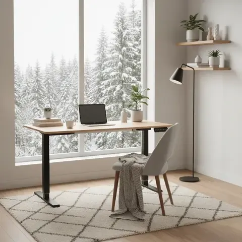 Escritorio Altura Ajustable Eléctrico Madera, Negro 120x73x60 cm