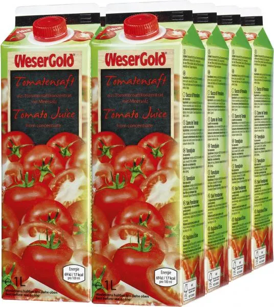 Wesergold Tomatensaft 8 x 1 l