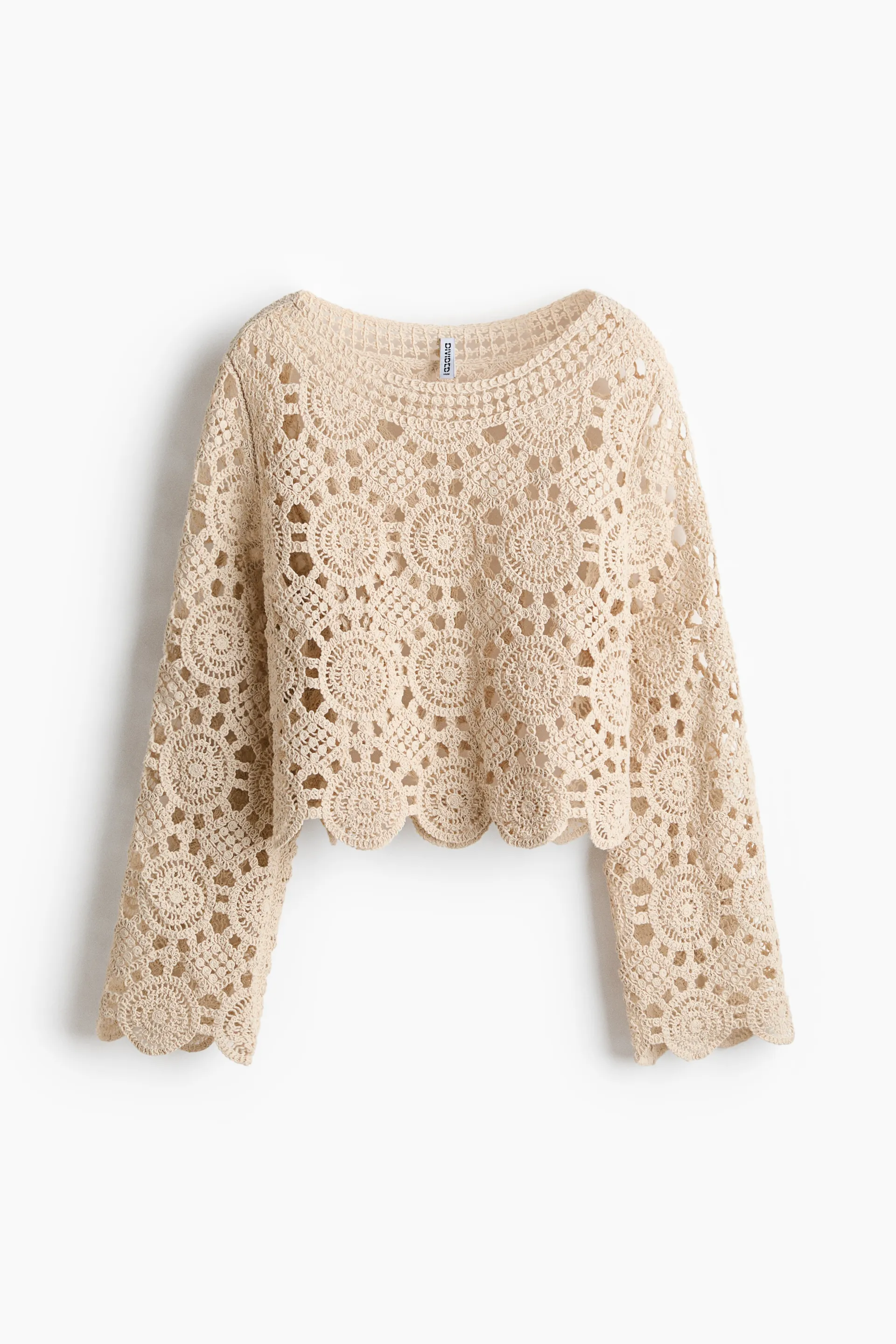 Crochet-look hole-knit top