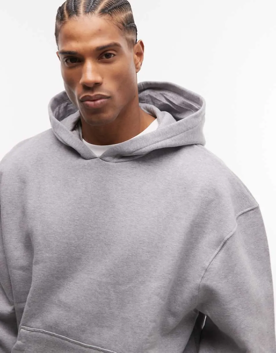 ASOS DESIGN premium heavyweight oversized hoodie in 400gsm in grey marl