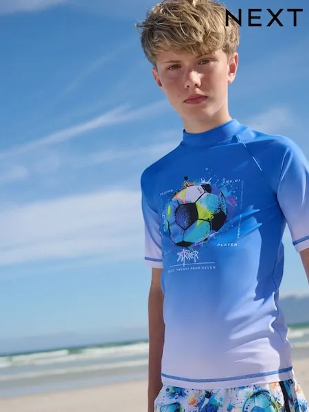 Cobalt Blue Football Short Sleeve Rash Vest (1.5-16yrs)
