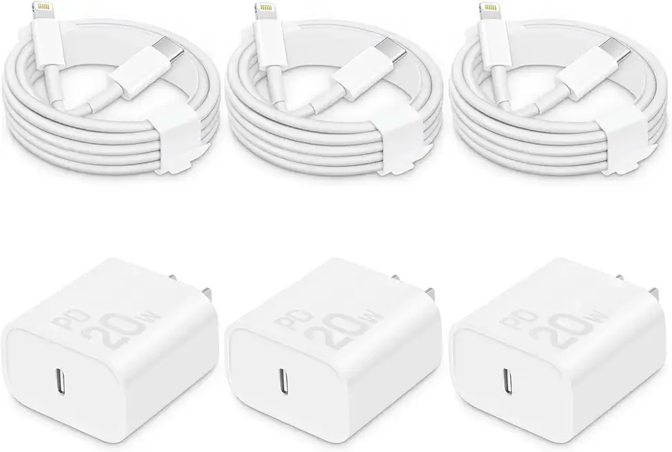 CXX Fast Charger for iPhone [3-Pack, MFi Certified], 20W USB-C PD Block with 6Ft Charging Cable Compatible with iPhone 14/13/12/11/Pro Max & iPad