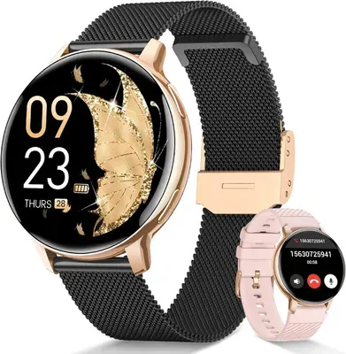 2026 NEW Smartwatch Damen Fitnesstracker Uhr mit Anrufe,Pulsuhr,SpO2 (3.23 cm/1.27 Zoll), Smartwatch für Damen mit Blutdruck,Schlafmonitor,Zyklus