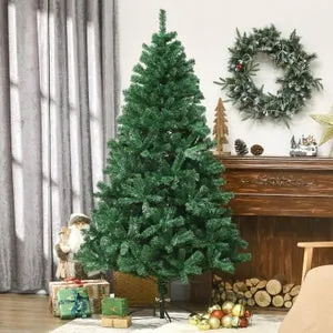 Árbol de Navidad Verde Artificial 240cm de Hoja Espumillón Arboles Soporte Metálico