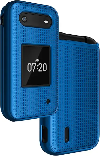 Nakedcellphone Case for Nokia 2760 2780 Flip Phone, Slim Hard Shell Protector Cover with Grid Texture for Tracfone N139DL, TA-1398, TA-1451, TA-1420 - Cobalt Blue