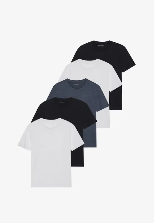5 PACK - T-shirts - black/white/blue