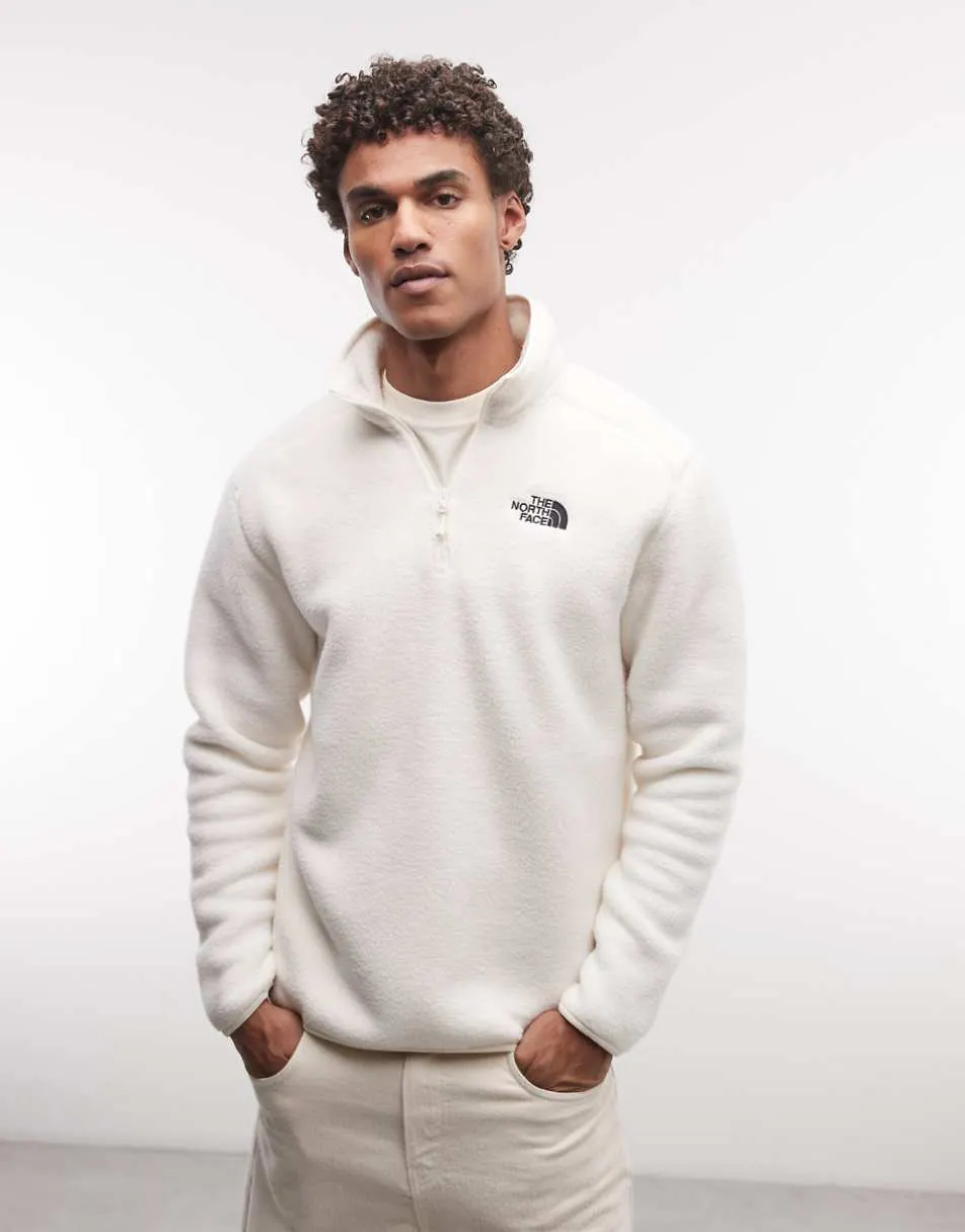 The North Face Shispare 1/4 zip logo fleece in off white