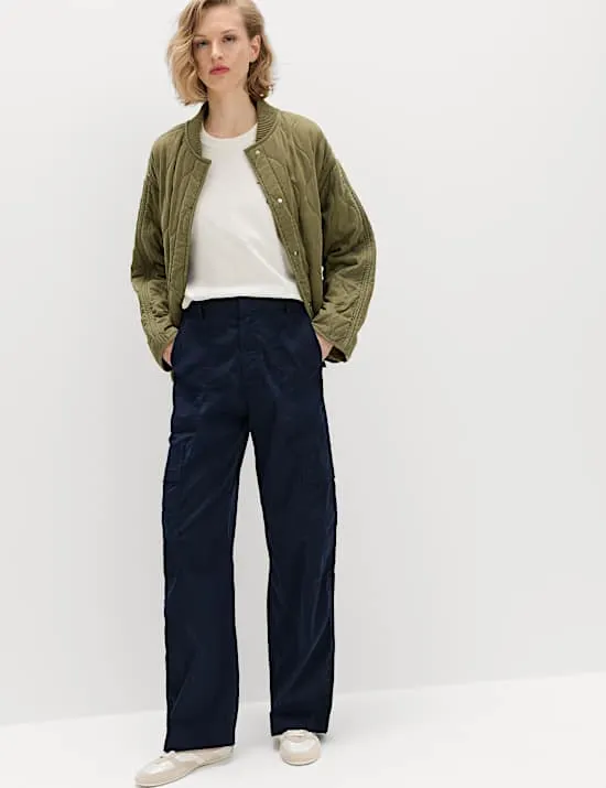 Lyocell Rich Cargo Wide Leg Trousers