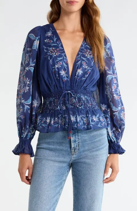 FARM Rio Winter Loom Peasant Top