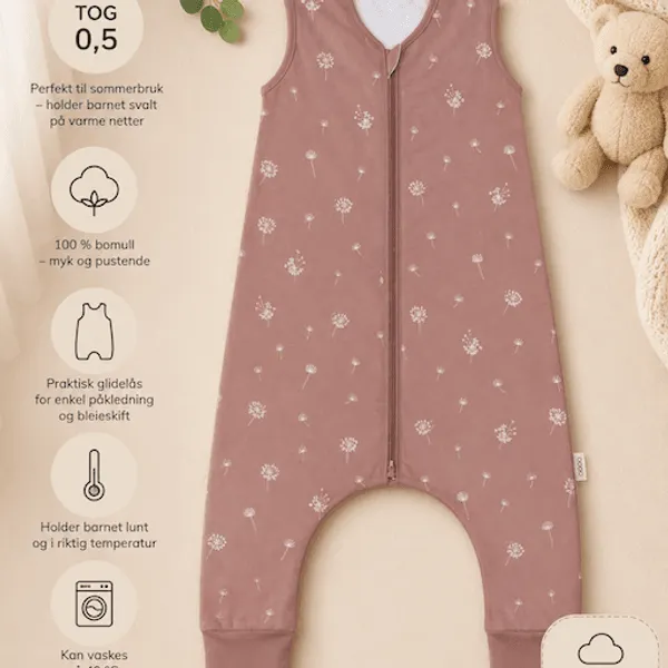 Fillikid | Sommer nattpose med ben | str. 104| Dandelion Pink