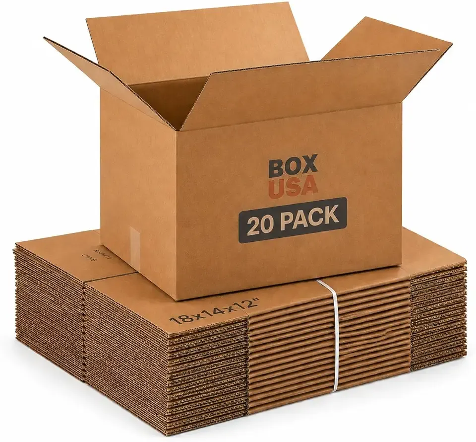 BOX USA Medium Moving Boxes 18"L x 14"W x 12"H 20-Pack - Corrugated Cardboard Box for Shipping, Mailing, Packing, Packaging and Storage