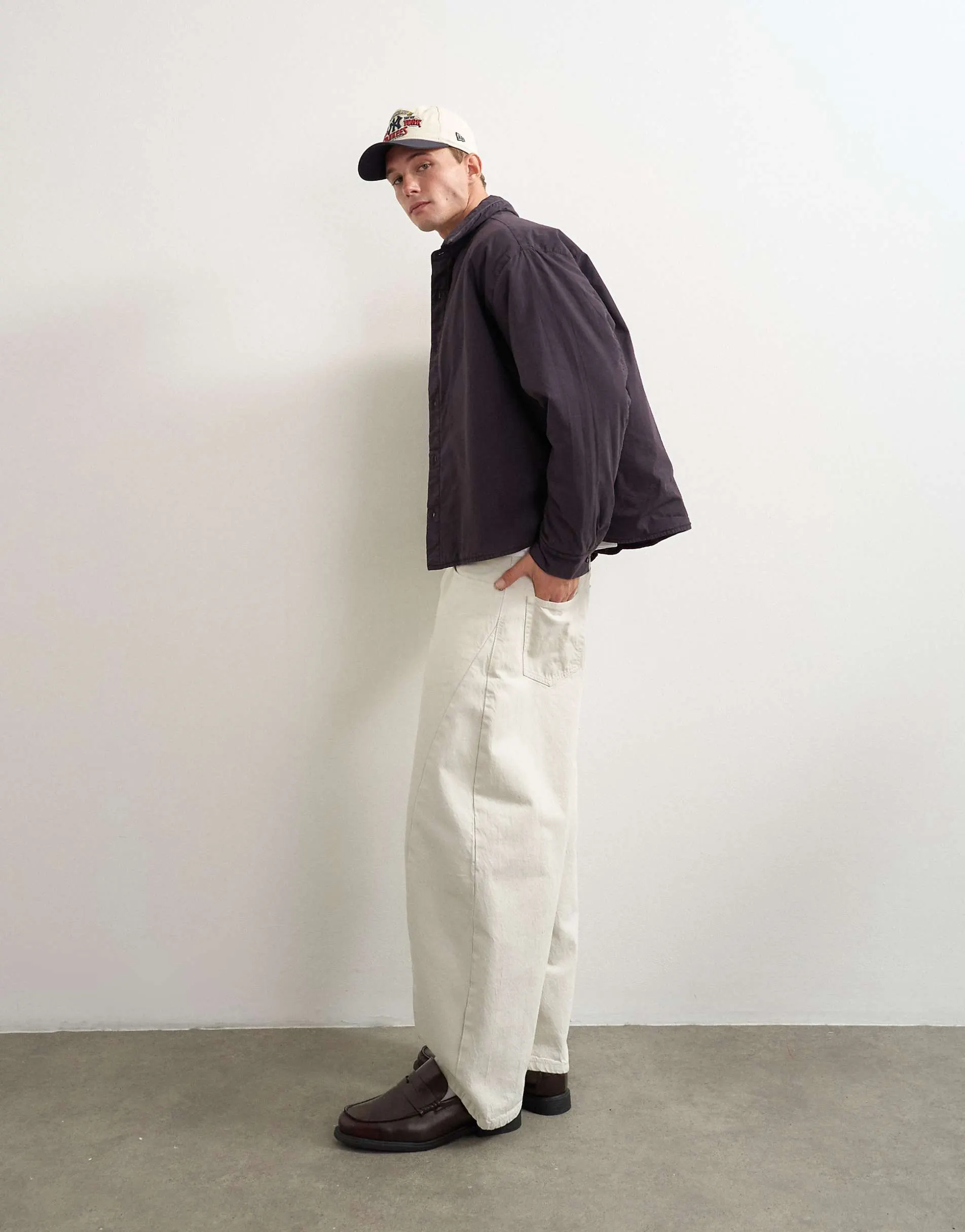 Topman oversized fit padded overshirt in ink navy