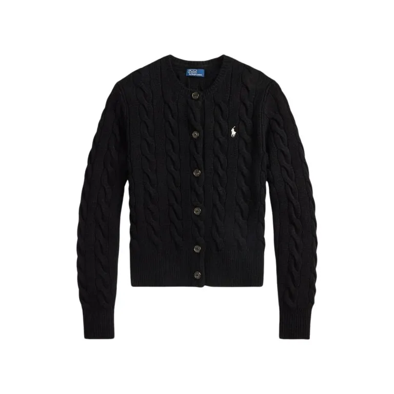 Cable-Knit Wool-Cashmere Cardigan - Sort