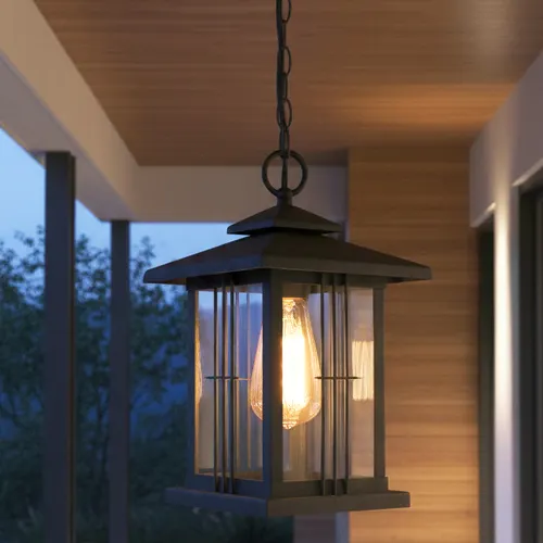 Canarm Inc. Yuna Matte Black 1 Light Outdoor Pendant