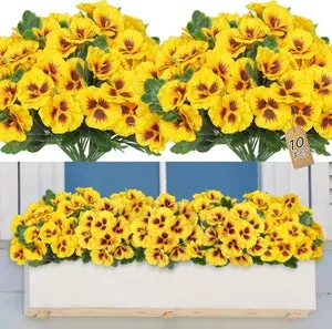 10 Flores Artificiales para Exterior Resistentes a los Rayos UV - Flores Falsas/Plástico para Porche, Jardín y Alféizar | Decoración de Exteriores