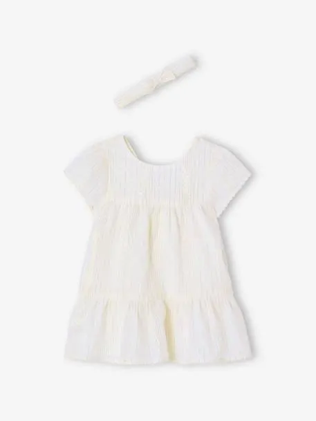 Ensemble cérémonie robe rayée fil brillant + bandeau...