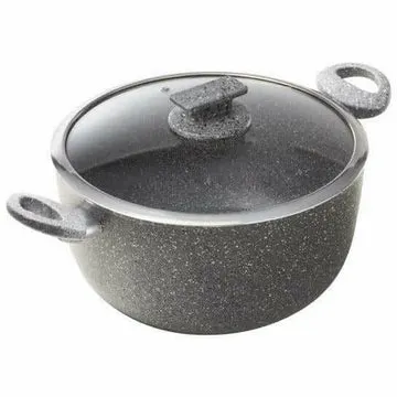 Casseruola antiaderente 2 manici con coperchio in vetro Regina di pietra Induction