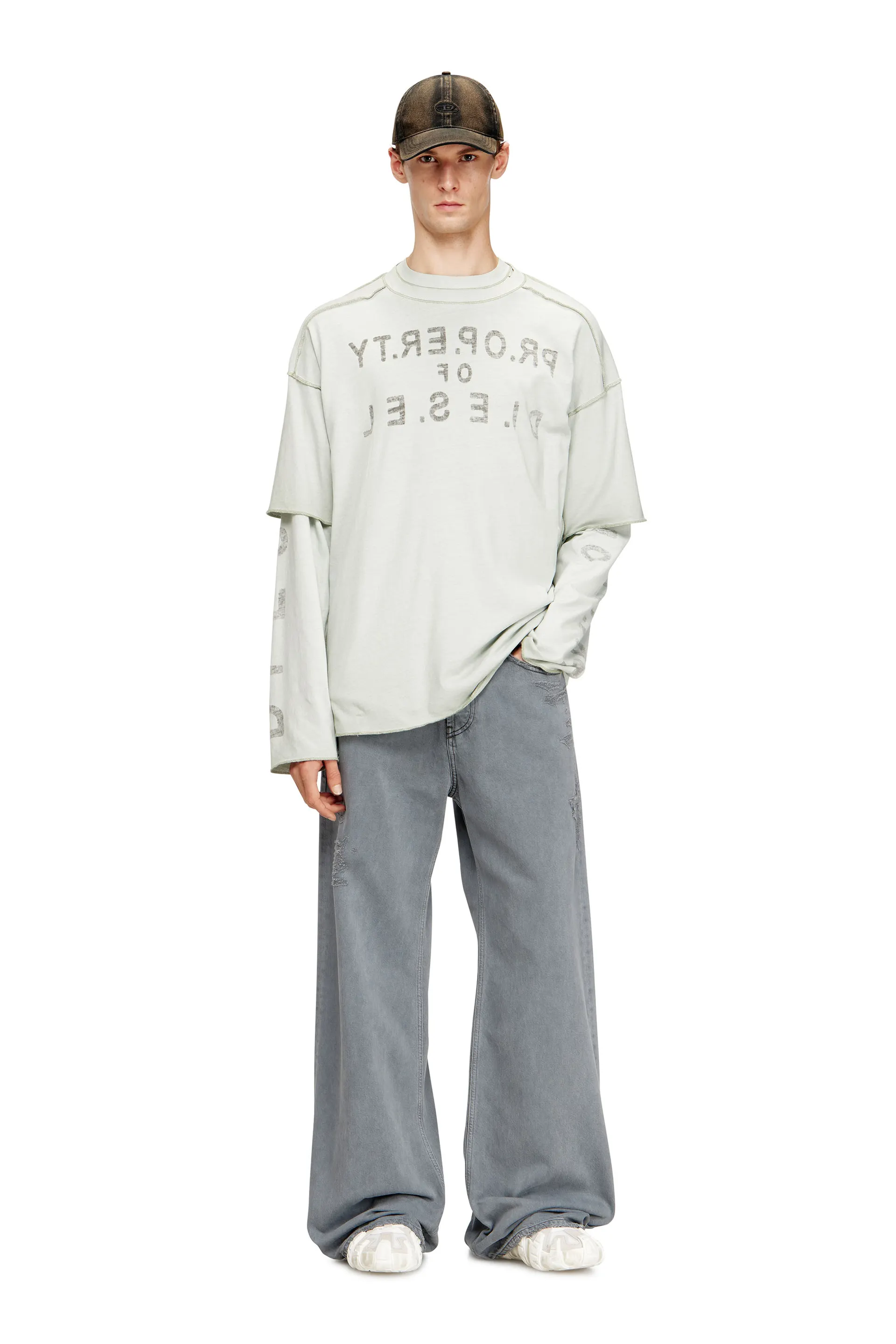 Relaxed cotton T-shirt with front and back print