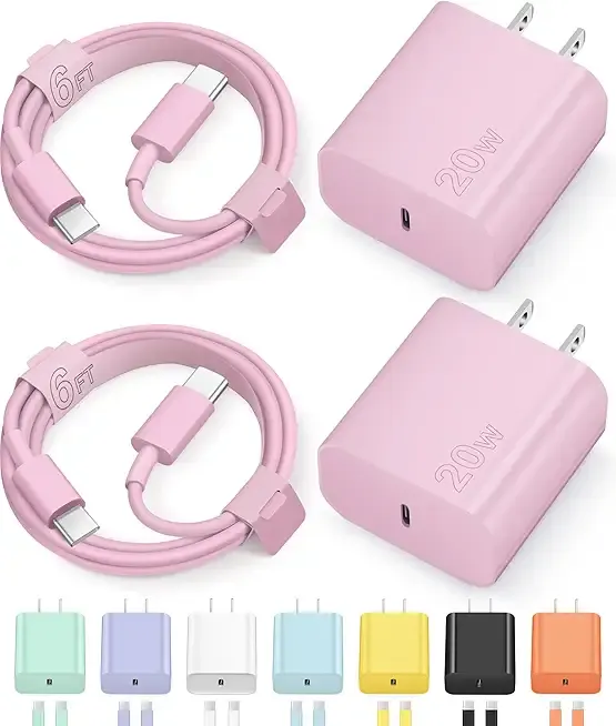 Novobit iPhone Charger, Fast Charging USB Type C ,Charge Block for iPhone 16,16 Plus, 16 Pro Max, 15, 15 Pro Max, iPad Pro/AirPods , Pink