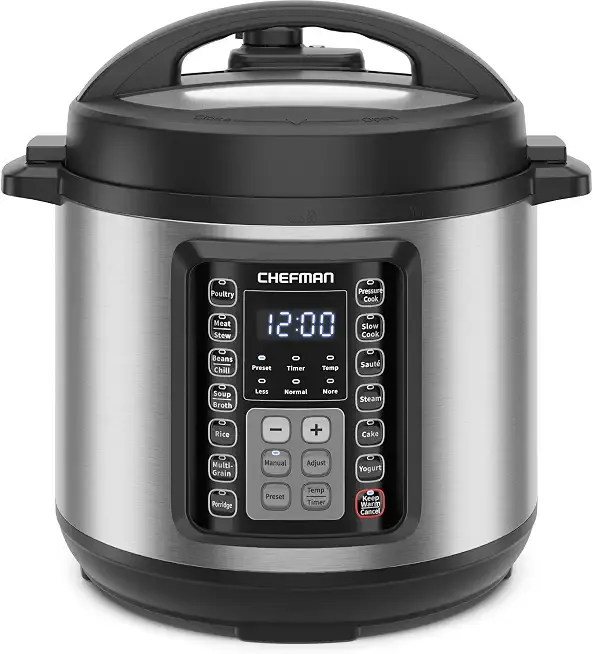 Chefman 13-in-1 Electric Pressure Cooker, 6-Quart Multicooker with Touchscreen Controls, Slow Cooker, Steamer, Sauté, Soup, Chili, Delay Start & Keep Warm, Stainless Steel
