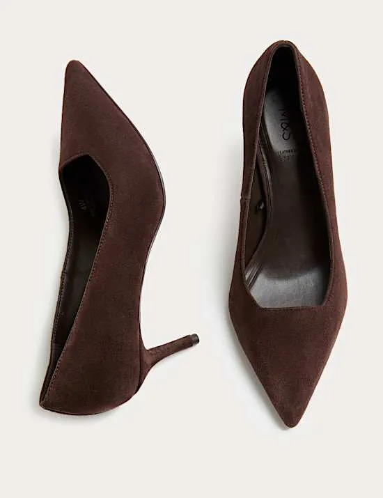 Suede Kitten Heel Court Shoes