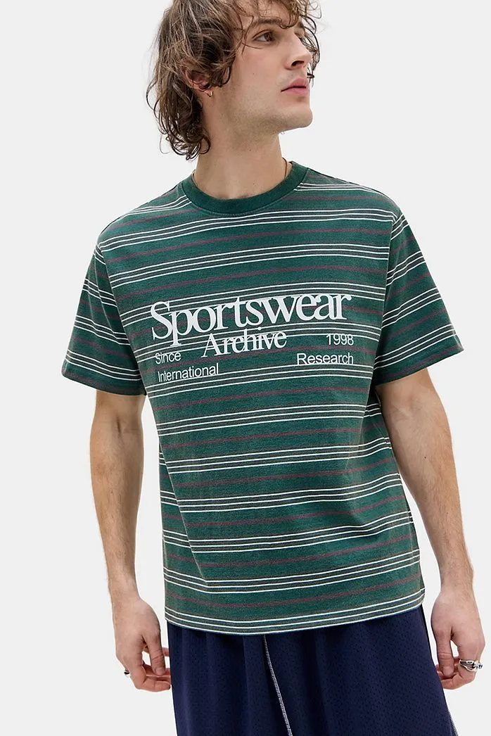 T-Shirt a Maniche Corte UO Green Sportswear a Righe