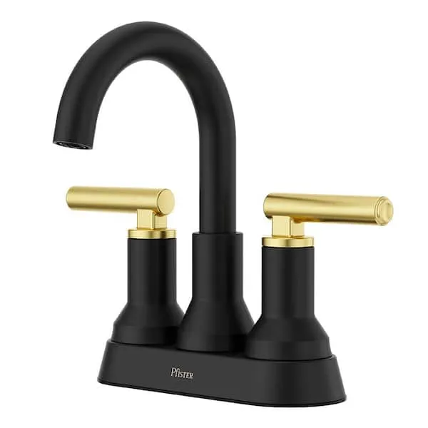 Pfister Capistrano 4 in.​ Centerset Double Handle Bathroom Faucet in Matte Black/​Brushed Gold