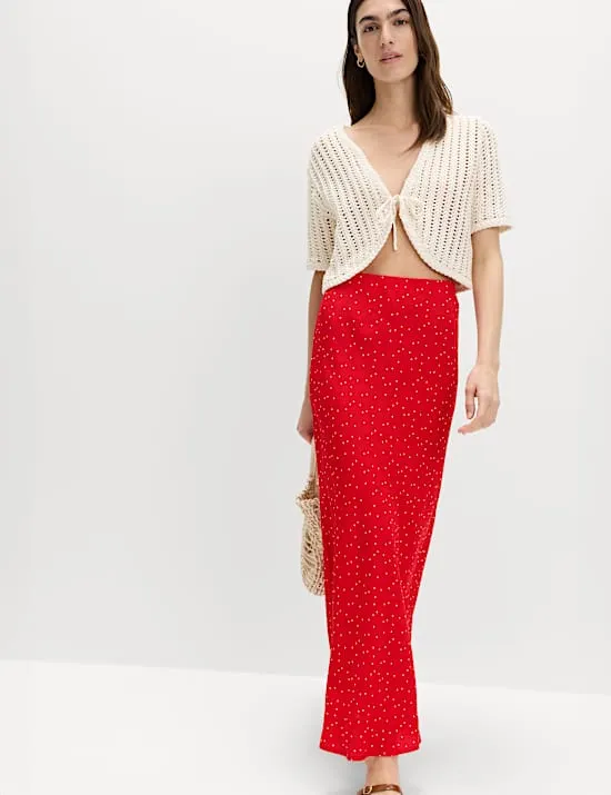 Printed Midi Slip Skirt