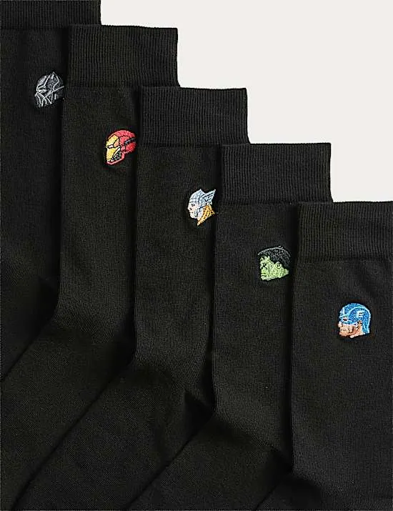 5 Pack Cool & Fresh Avengers Cotton Rich Socks