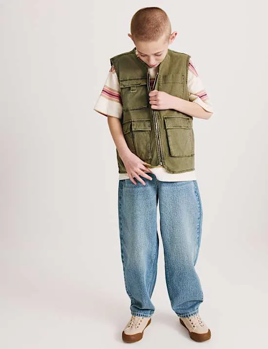 Gilet im Angler-Utility-Stil mit hohem Baumwollanteil (6–16 J.)