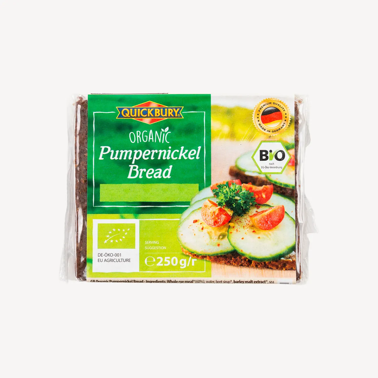 quickbury organic pumpernickel bread 250g