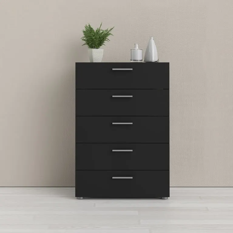 Pepe kommode 70 x 40, H 102 cm med 5 skuffer, matt svart