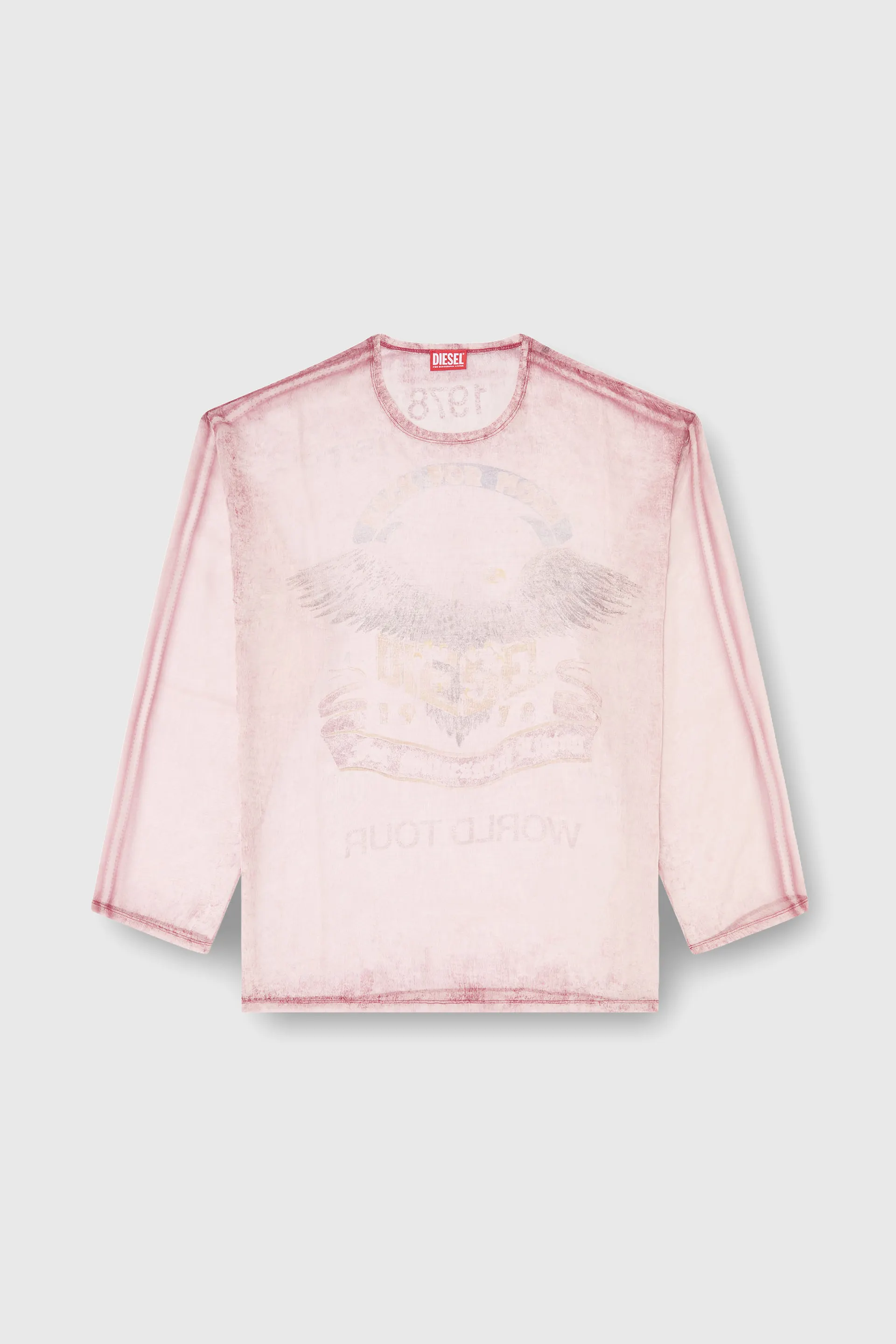 Sheer chiffon top with concert graphics