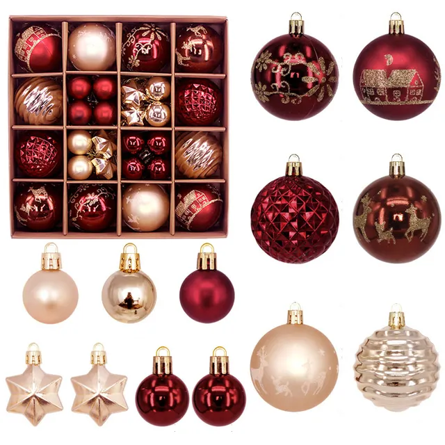 Juego de 44 adornos para árbol de Navidad, Juego de bolas navideñas irrompibles, Colgantes navideños, Adornos navideños, Regalos navideños