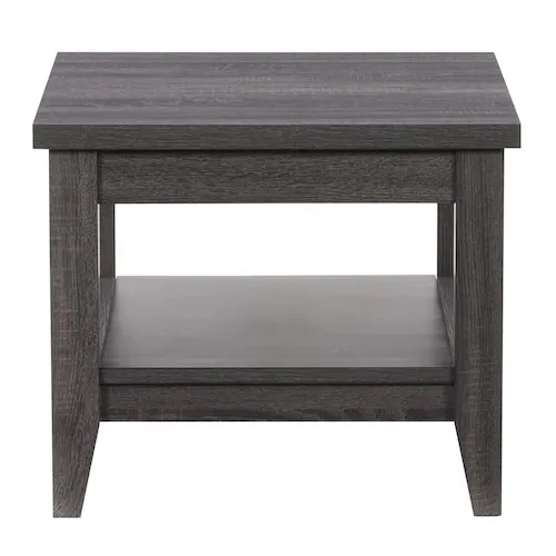 Hollywood Modern Dark Grey Side Table with Shelf