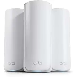 NETGEAR Orbi 870 Series Tri-Band WiFi 7 Mesh System (RBE873) - Router + 2 Satellite Extenders, Security Features, Up to 21 Gbps, Covers Up to 9,000 Sq. Ft., 150 Devices, 10 Gig Internet Port, BE21000