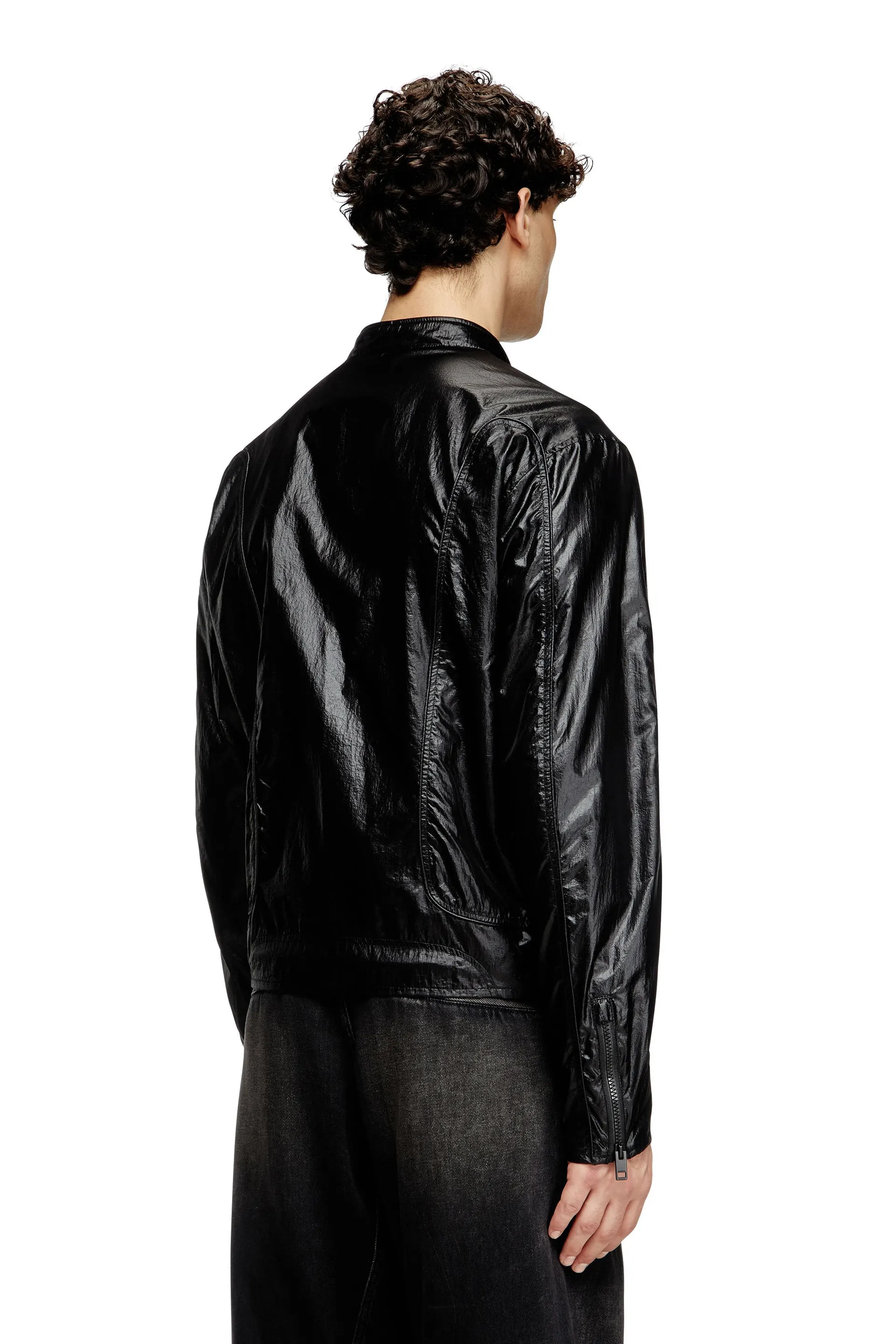 Biker jacket in shiny ripstop