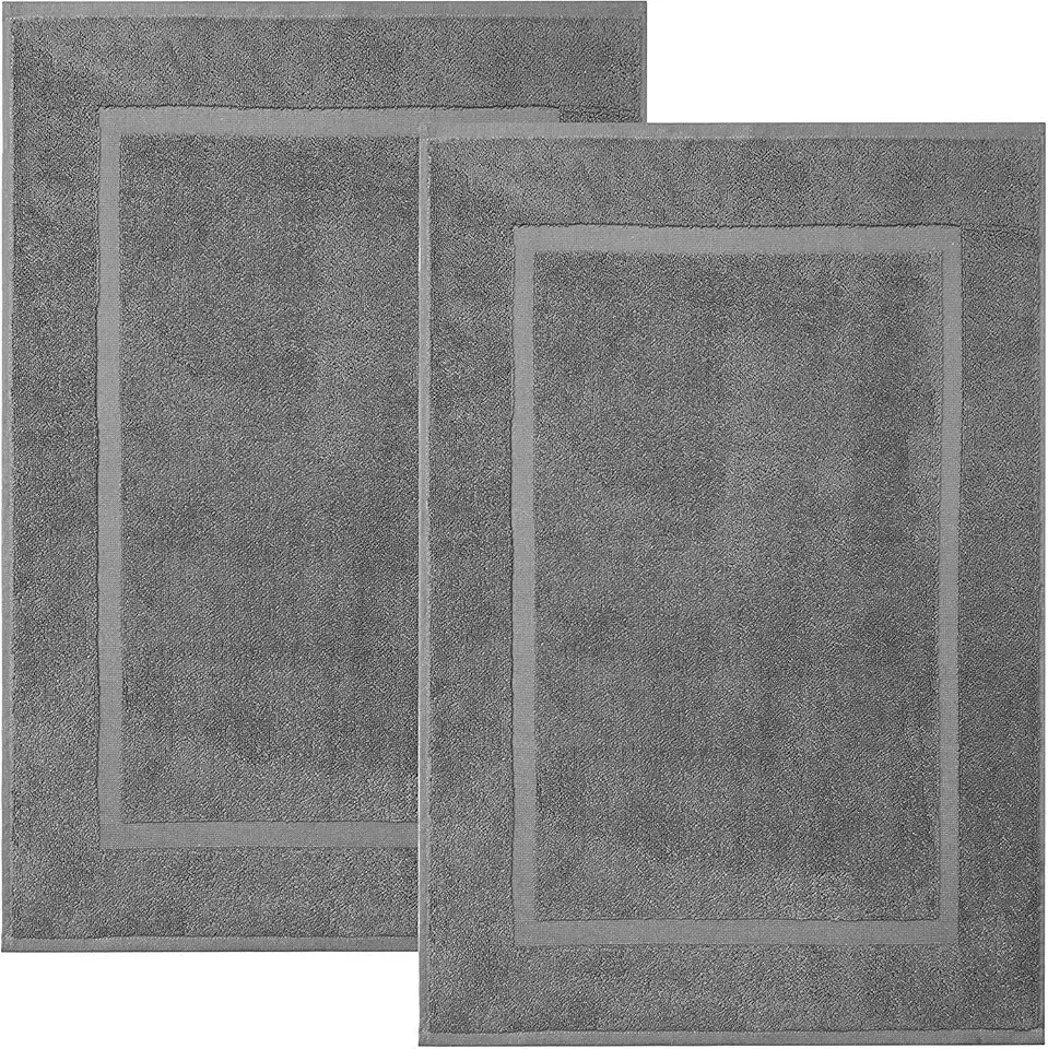 Bath Mat Floor Towel Set - Absorbent Cotton Hotel Spa Shower/Bathtub Mats [Not a Bathroom Rug] 22"x34" Pack of 2