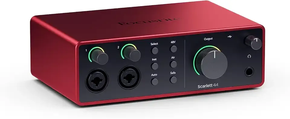 Focusrite Scarlett 4i4 4th Gen USB-C Audio Interface | 4-In 4-Out, 2 Mic Preamps, 2 Hi-Z Inputs, 4 Line Inputs, MIDI In/Out, Auto Gain, Clip Safe, Air Modes, 24-Bit/192kHz