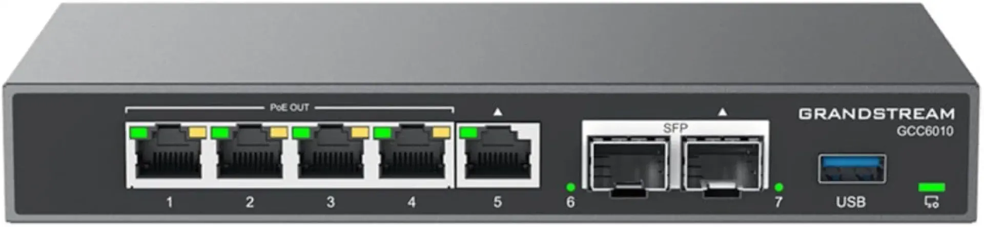 Grandstream GCC6010 Built-in IPPBX (10 Users, 4 Concurrent Calls) + Enterprise-Grade Firewall + VPN Router + 2 x 2.5 Gb, 5 x GigE Network Switch