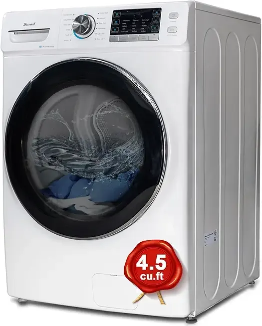 Front Load Washer, Front Load Washing Machine 4.5 cu.ft, with 12 Cycles, Steam, Delay Start, Digital Display, Child Lock, 1300RPM White Laundry Machine