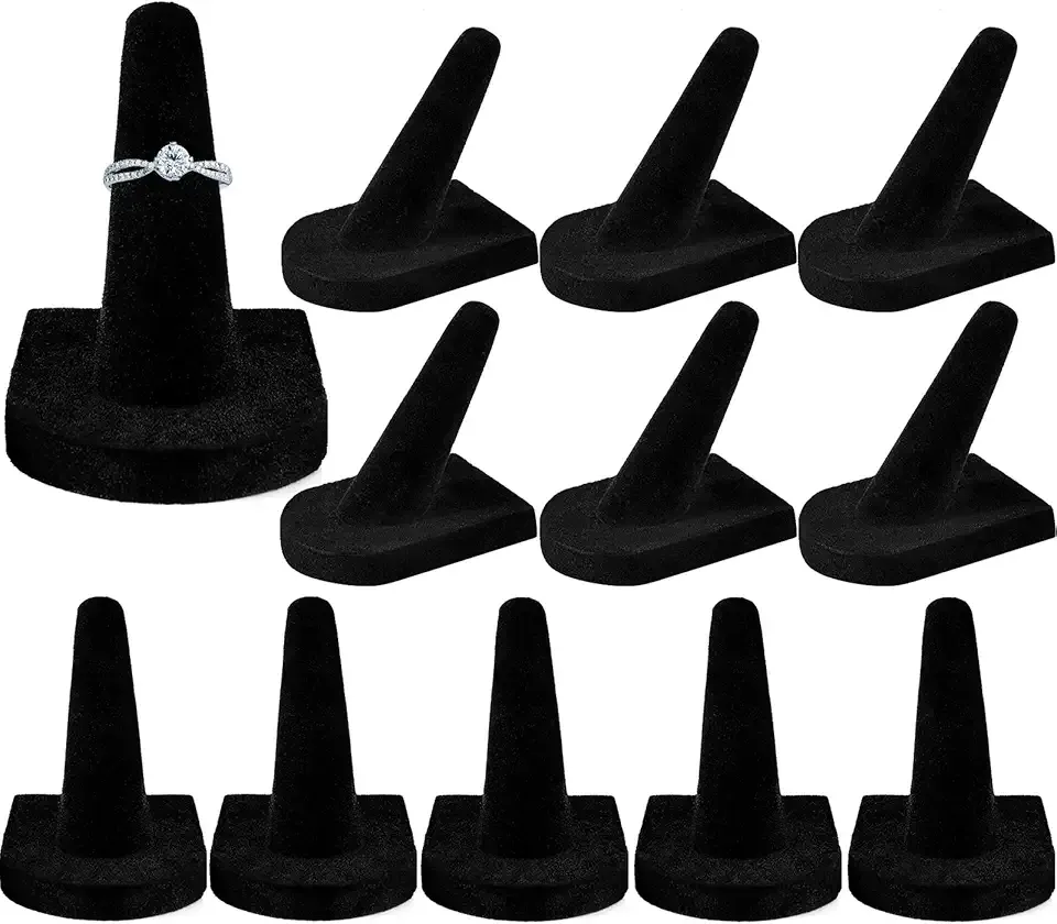 Jetec Finger Ring Display Black Velvet Ring Storage Holder Black Velvet Drawer Jewelry Display Stands for Shows(12 Pieces)