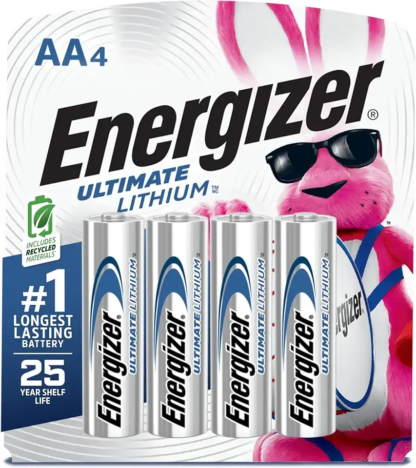Energizer Ultimate Lithium AA Batteries (4 Pack), 1.5V Lithium Double A Batteries