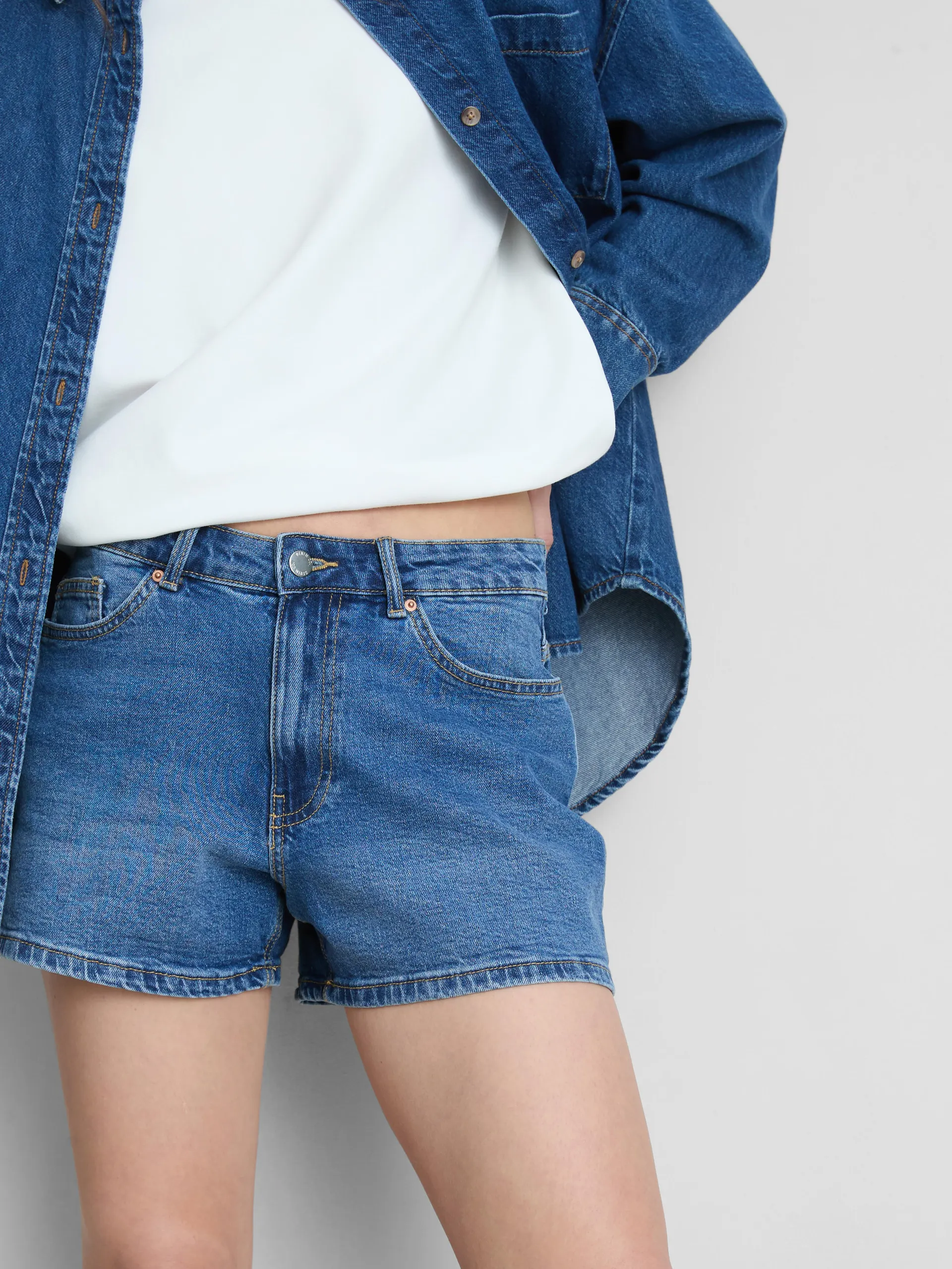 Short mom en denim de coton