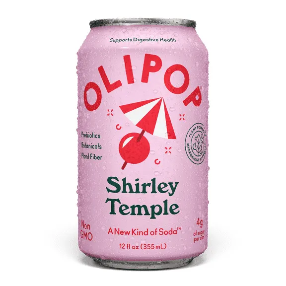 Olipop Prebiotic Soda Pop, Shirley Temple, High Fiber, 12 fl oz, Shelf Stable $2.08