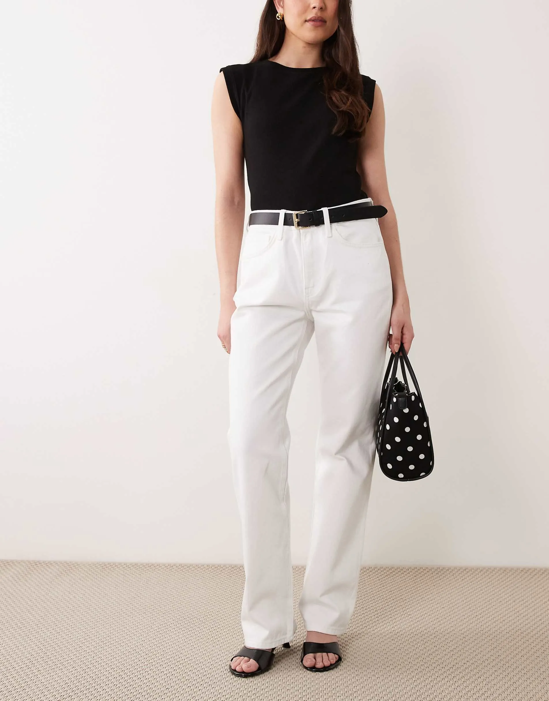 Mango straight leg jeans in white
