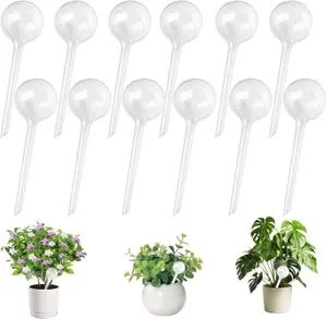 Sfere per irrigazione automatica, 12 pezzi, sfere di plastica per irrigazione, 13 x 5 cm, bulbi per irrigazione, per innaffiare piante da interno, fio