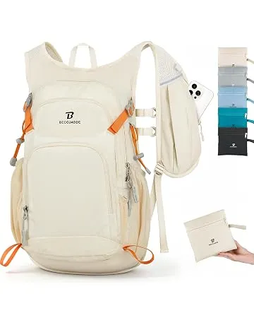 BECOJADDE 15L Hiking Backpack Lightweight Travel Backpacks Water-Resistant Daypack Fits Cycling Helmets for Men Women for Daily Outdoor Camping, Beige