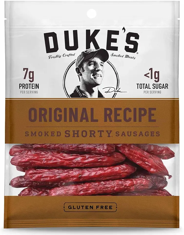 Duke's Pork Original Smoked Shorty Sausages, 7g Protein Per Serving, Great for Charcuterie Boards, 4 Oz. (Pack of 8)
