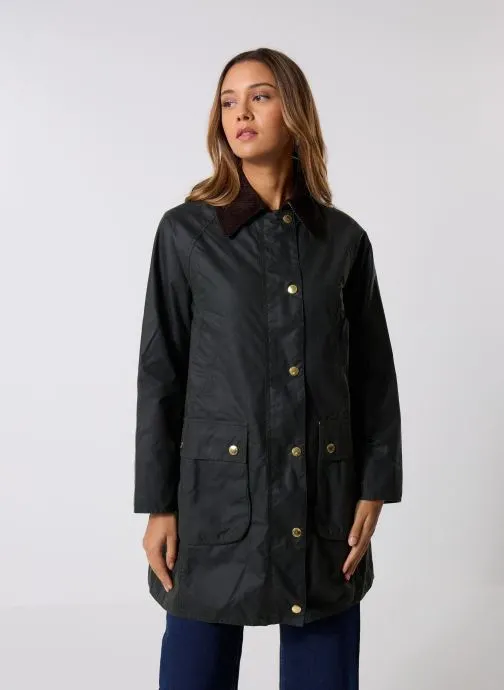 Winterjas Long Beadnell Wax Jacket dames groen